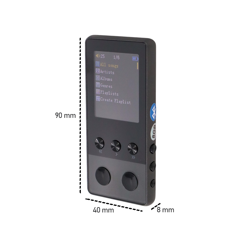 ONDA Bluetooth HiFi DAP MP3 Player LCD E-Book FM Radio Pedometer 16 GB - A5 - Black