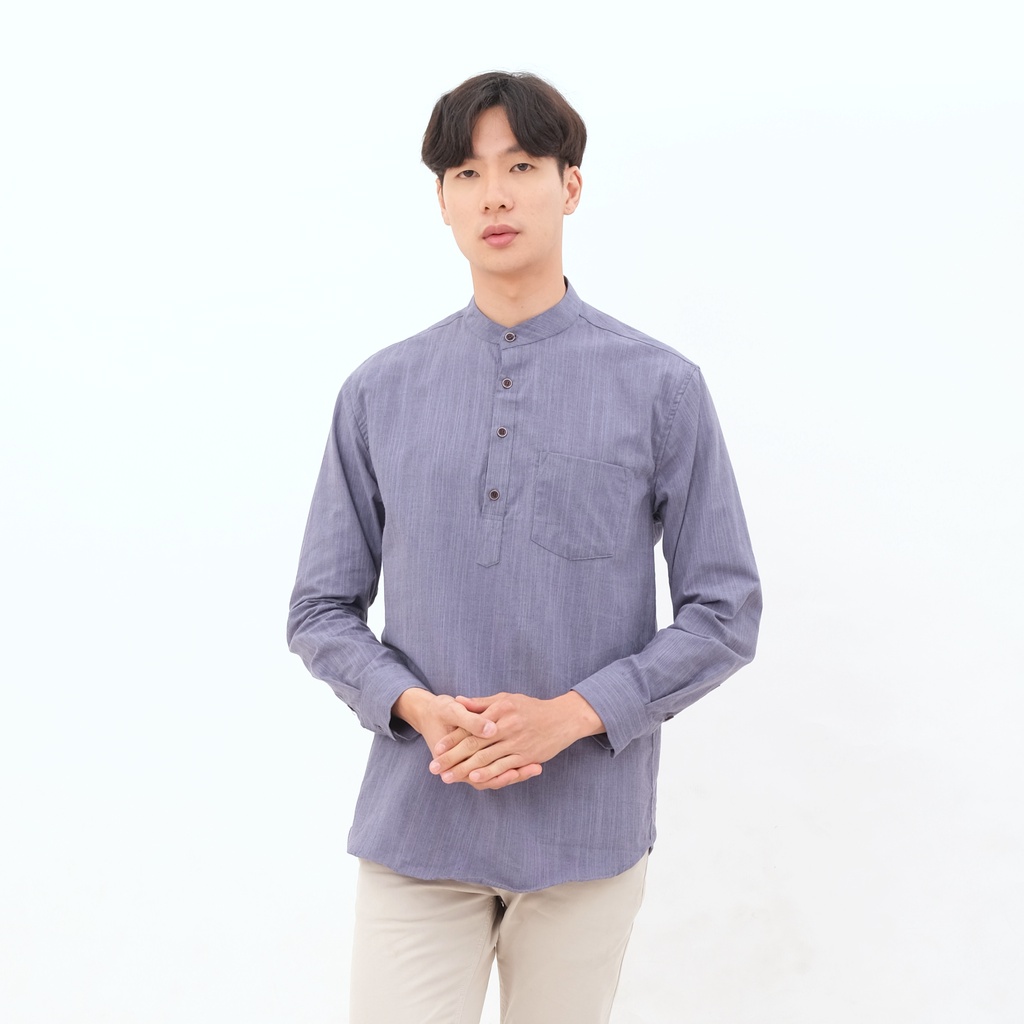 SANVANINA Kemeja Koko Shanghai Pria Bahan Oxford Aman Deep Purple EE-09B
