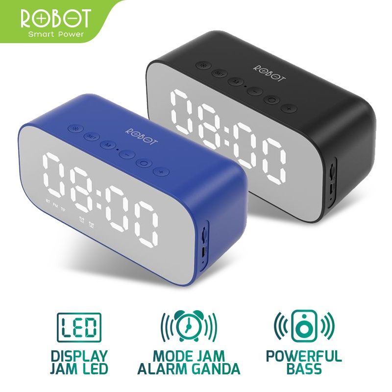 Speaker Robot RB560 Wireless Display Jam LED Robot Speaker Alarm Crock Mirror Original Produk