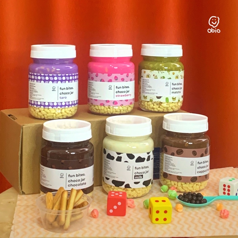 Choco Jar FUN BITES. by Obio Crunch - Cemilan Rasa Chocolate Rice Crispy Topping Cokelat Lelehi