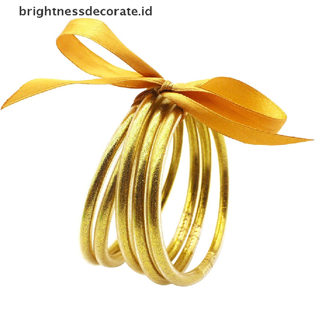 [Birth] 1set Shiny Gold Buddhist Rush Gelang Bharm Halus Budha Gadis Gelang Silikon Plastik Glitter Jelly Budha Cahaya Gelang Hadiah [ID]