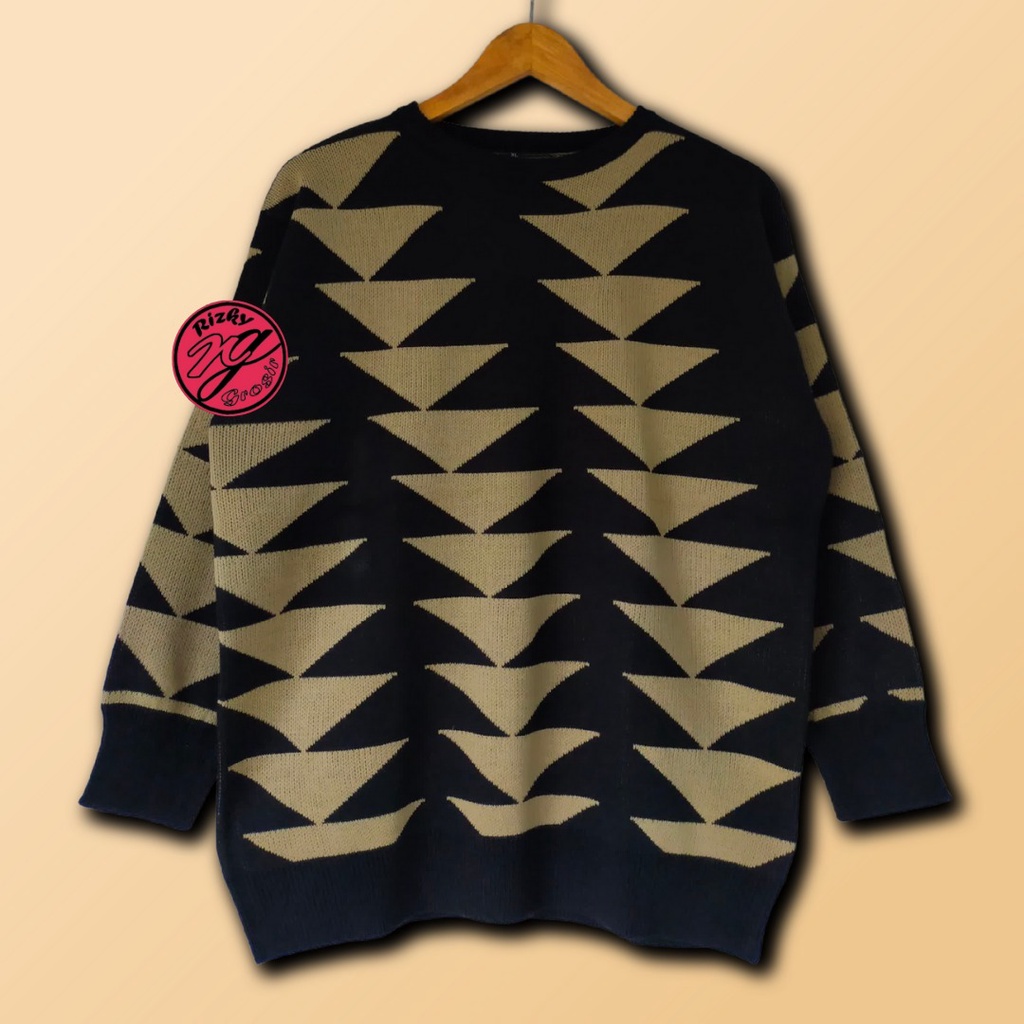 rizkyfashionrajut/Aero sweater atasan pria motif triangle