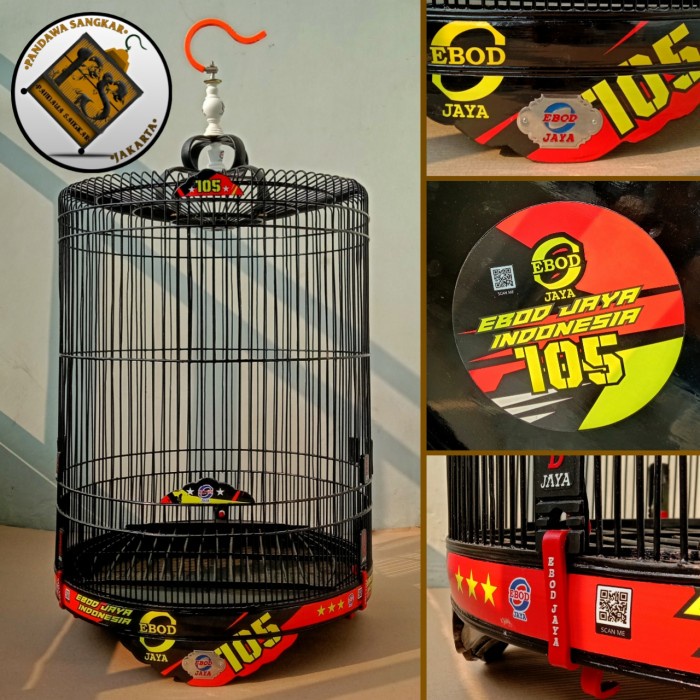 Kandang Burung Sangkar/Kandang Murai Ebod Jaya Bambu Decal Merah No. 2