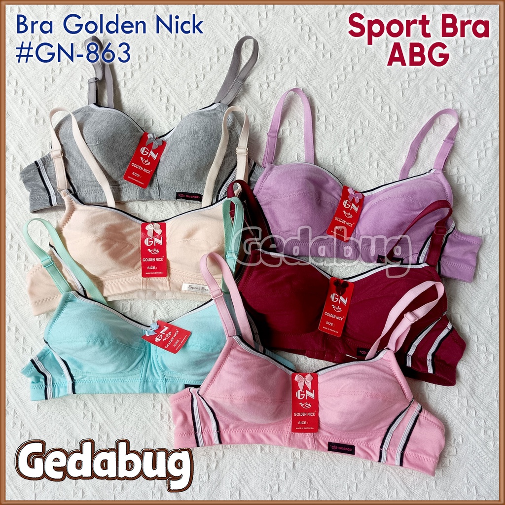 Bra Golden Nick 863 / GN863 List | Bra Sport tanpa busa tanpa kawat kancing 2 | Gedabug