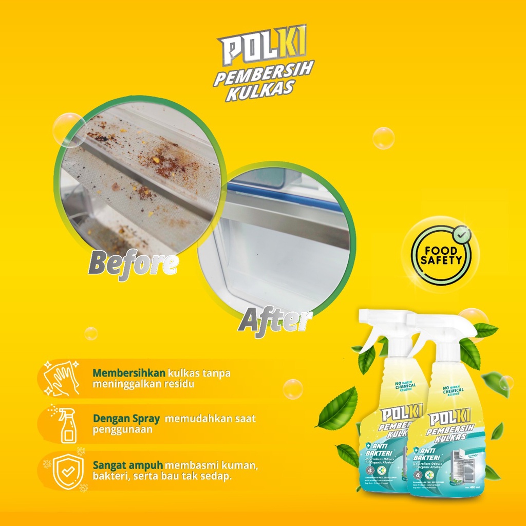 POLKI Pembersih Kulkas 400ml / Pembersih Permukaan dan Bagian Dalam Kulkas Dapur / Food Grade / BANDUNG