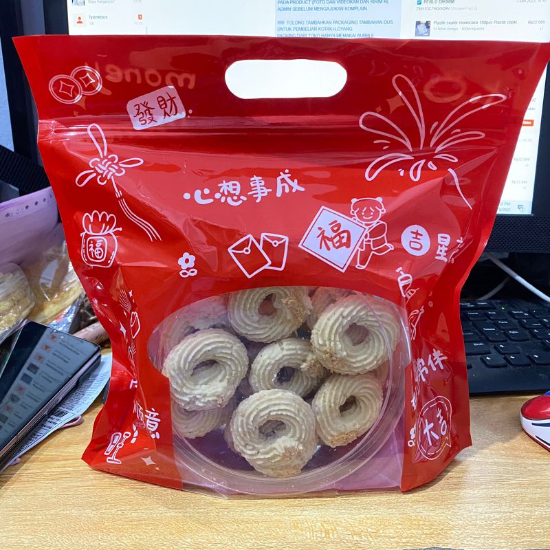 PLASTIK ZIPPER JERUK COOKIES ROTI/BREAD BAG CNY IMLEK MERAH ZP-CNY 11