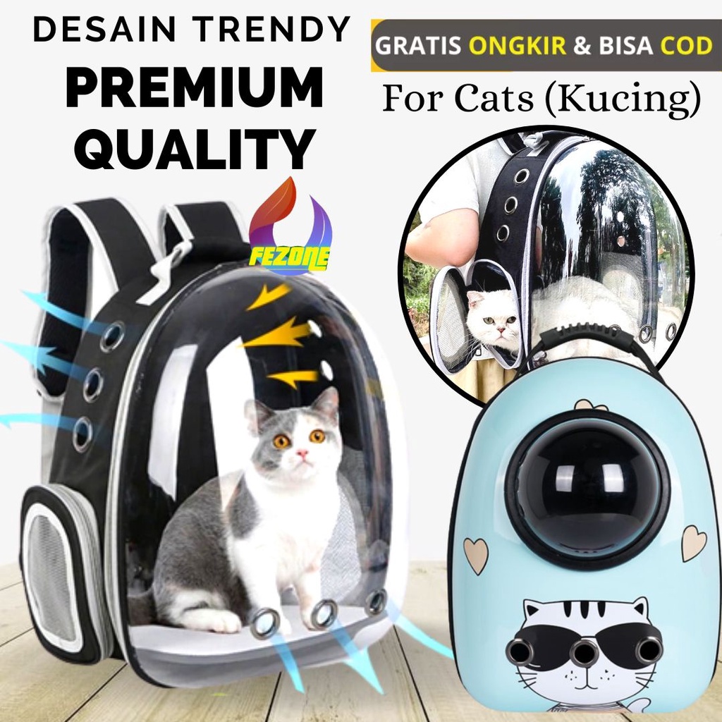 Cat Bag / Pet Bag Tas Astronot Kucing Anjing | Tas Transparan | Pet Cargo Tas Kucing Murah | Tas Ransel Hewan atau Travel Bag Nyaman FEZONE