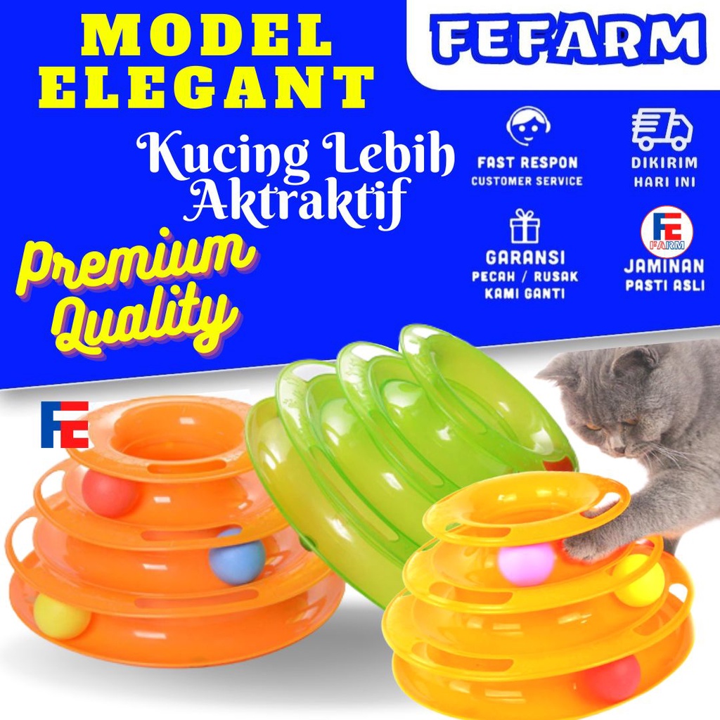 Mainan Kucing 3 Tingkat Tower Bola Tikus Murah Cat Toys Tower Track Ball FEFARM