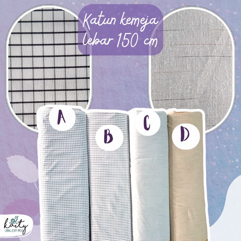 Kain Kemeja Hem Bahan Katun Kotak dan garis