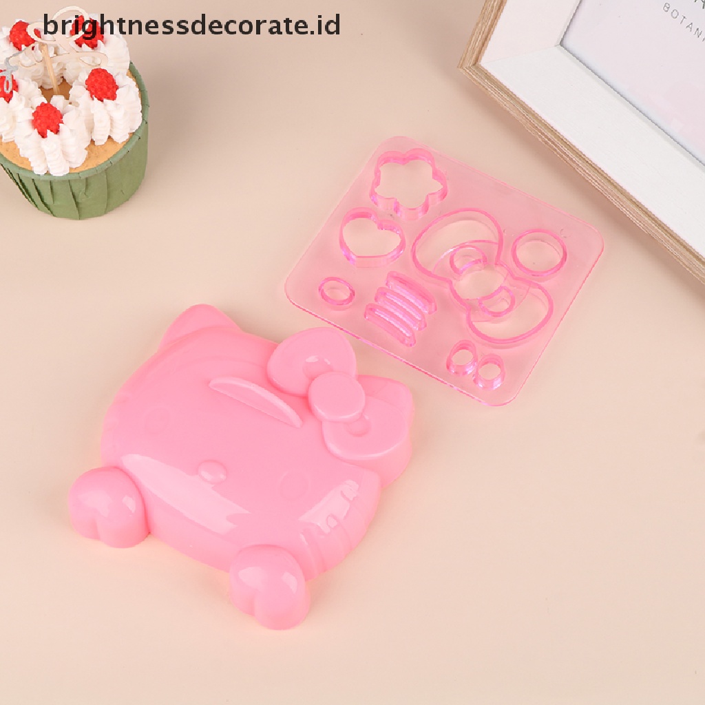 [Birth] 1set Kartun KT Bentuk Kucing Silikon Rice Ball Mold Bento Emboss Molds DIY Tool [ID]