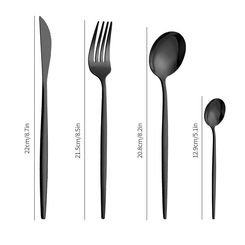 Emas Cutlery Set 24Pcs Perlengkapan Makan Sendok Garpu Pisau Sendok Teh Classic Mewah Stainless Steel