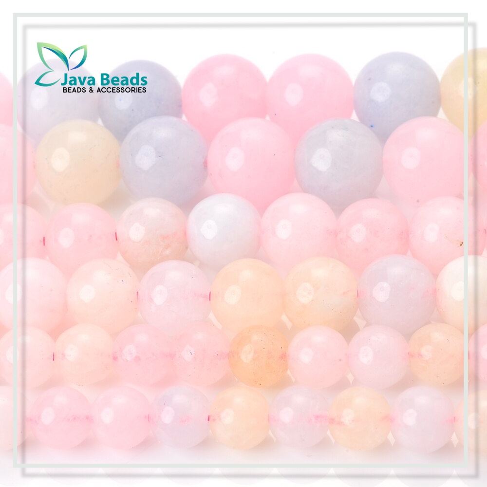 Bahan Gelang Batu Morganite Beads For Jewelry Making Gem Loose Beads Bracelet Diy Necklace Spacer Bead Craft