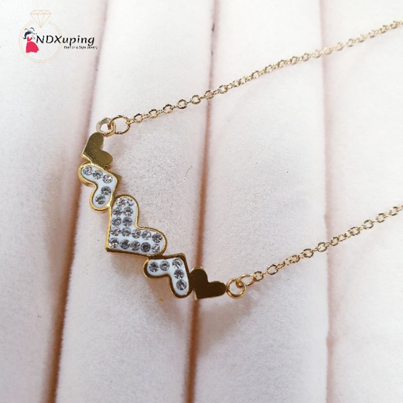 Kalung Rantai Wanita Permata Double Love Gold N06012302