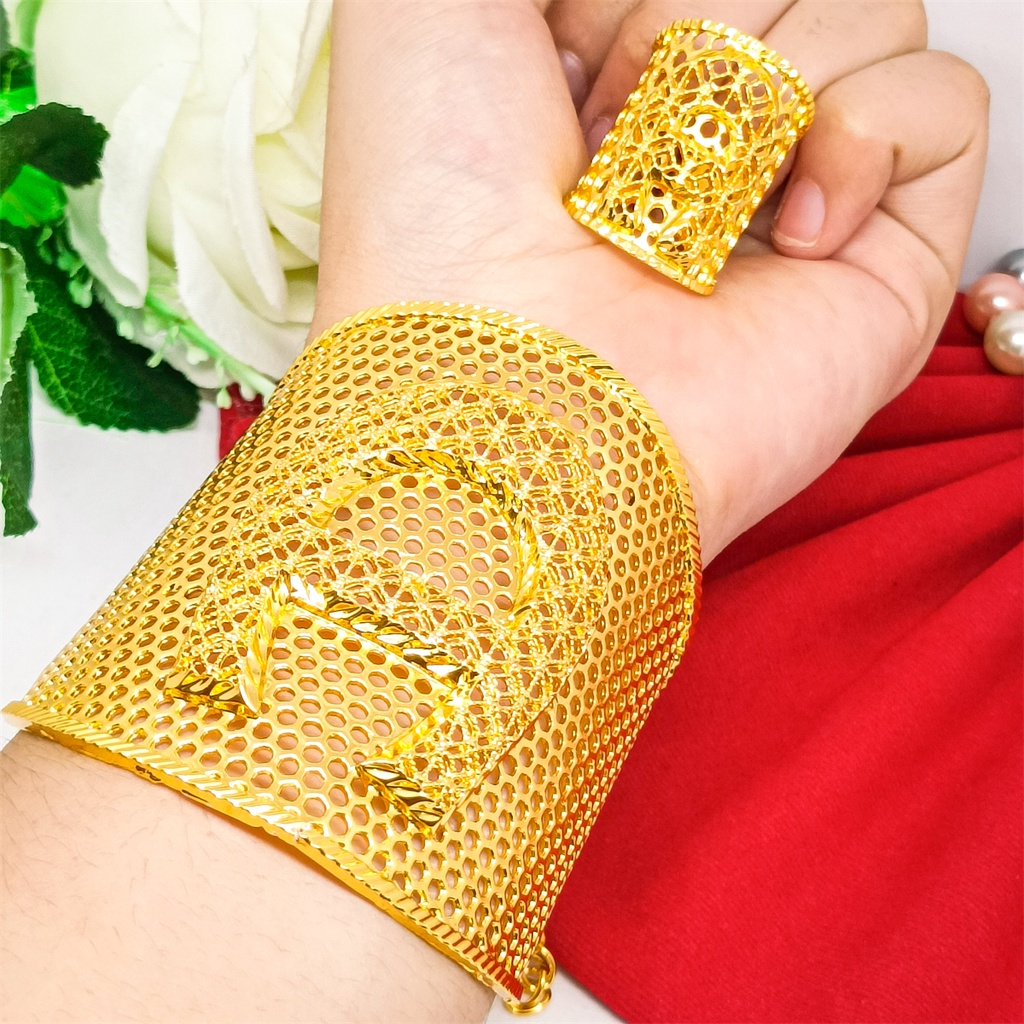 Gelang kendari Gelang Tangan Xuping Terbaru Dubai Perhiasan lapis Emas 24k Wanita Motif Bangle