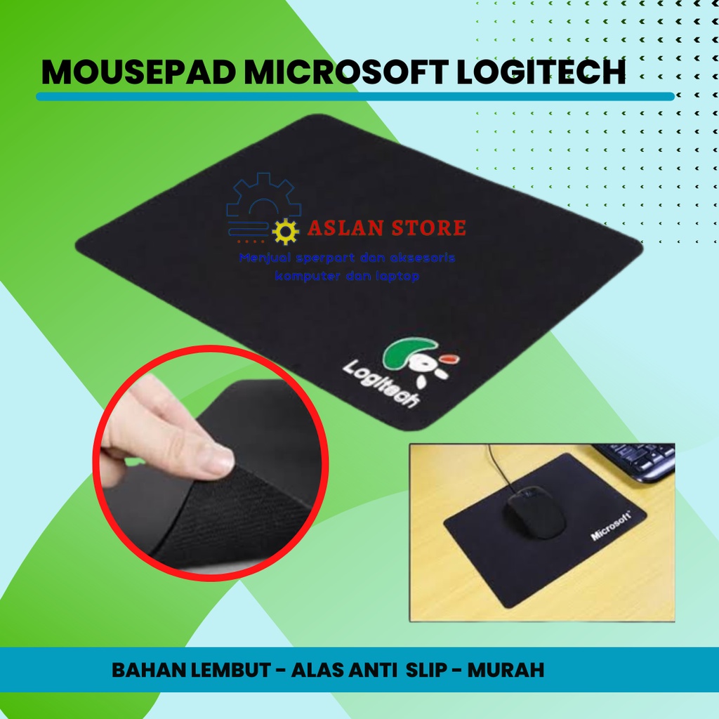 MousePad GAMING/KANTOR mouse pad microsoft Hitam Murah Anti Slip Alas tatakan mouse murah