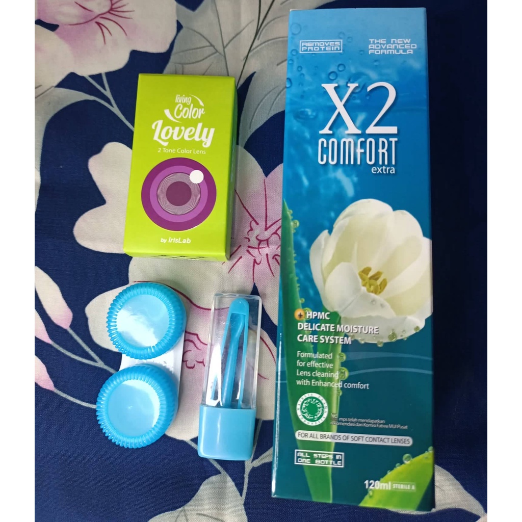 Paket Softlens Lovely Normal Dia 14,5mm + Air Softlens X2 120ml + Pinset + Lenscase / Paket Softlens Lengkap