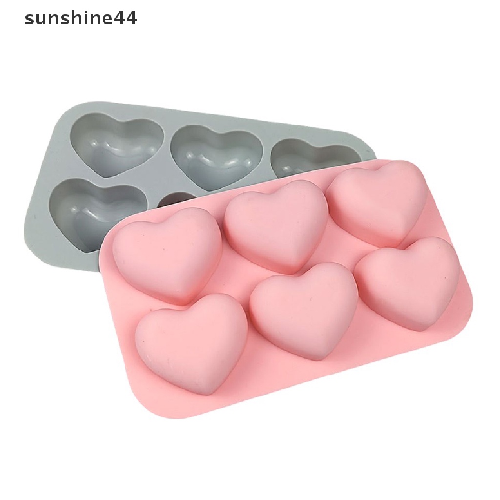 Sunshine 1Pc 6-rongga Cetakan Kue Silikon 3D Love Peach Shape Mold DIY Baking Tool.