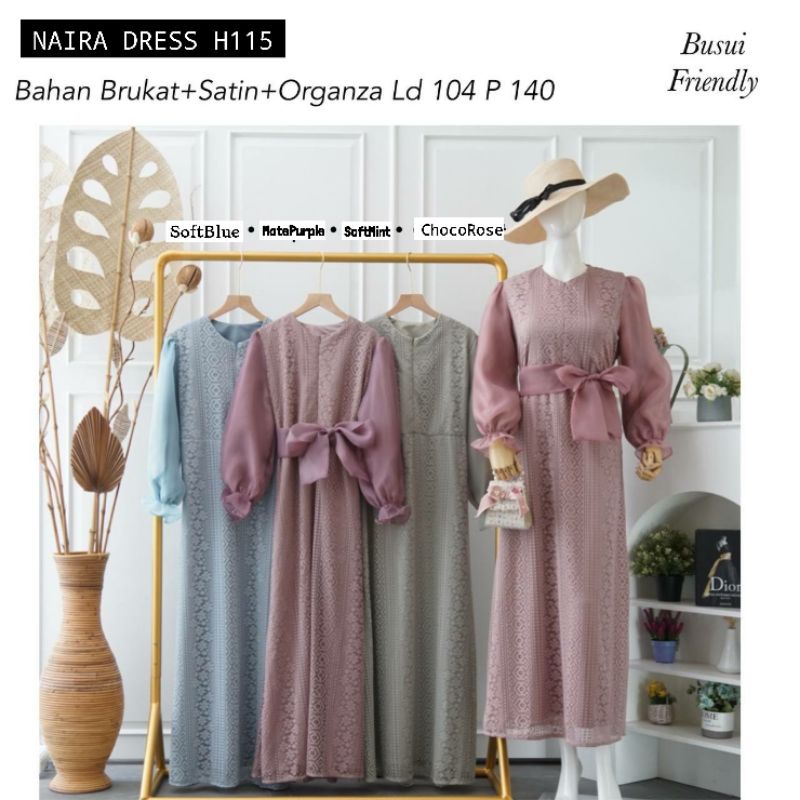 Dress Brukat Organza Premium | Maxi Dress Kekinian | Gamis Brukat Terbaru Untuk Seragam Lebaran | Na