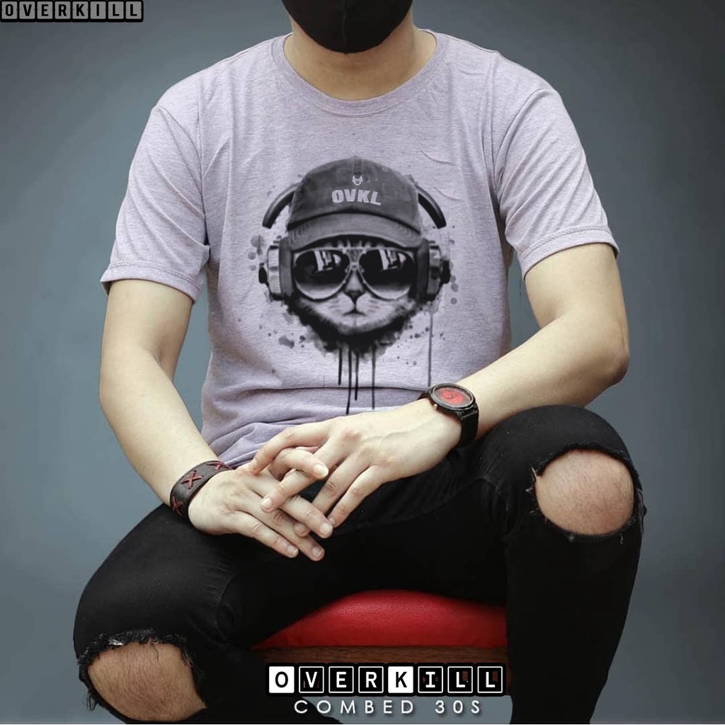 kaos pria OVERKIIL original terbaru/baju cowok distro ukuran M L dan XL