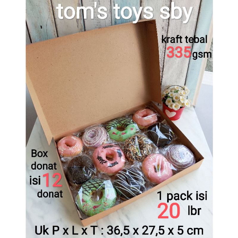 

Box Dus Kotak Kemasan Donat isi 12 Kraft paper 335 gsm full laminasi tahan minyak