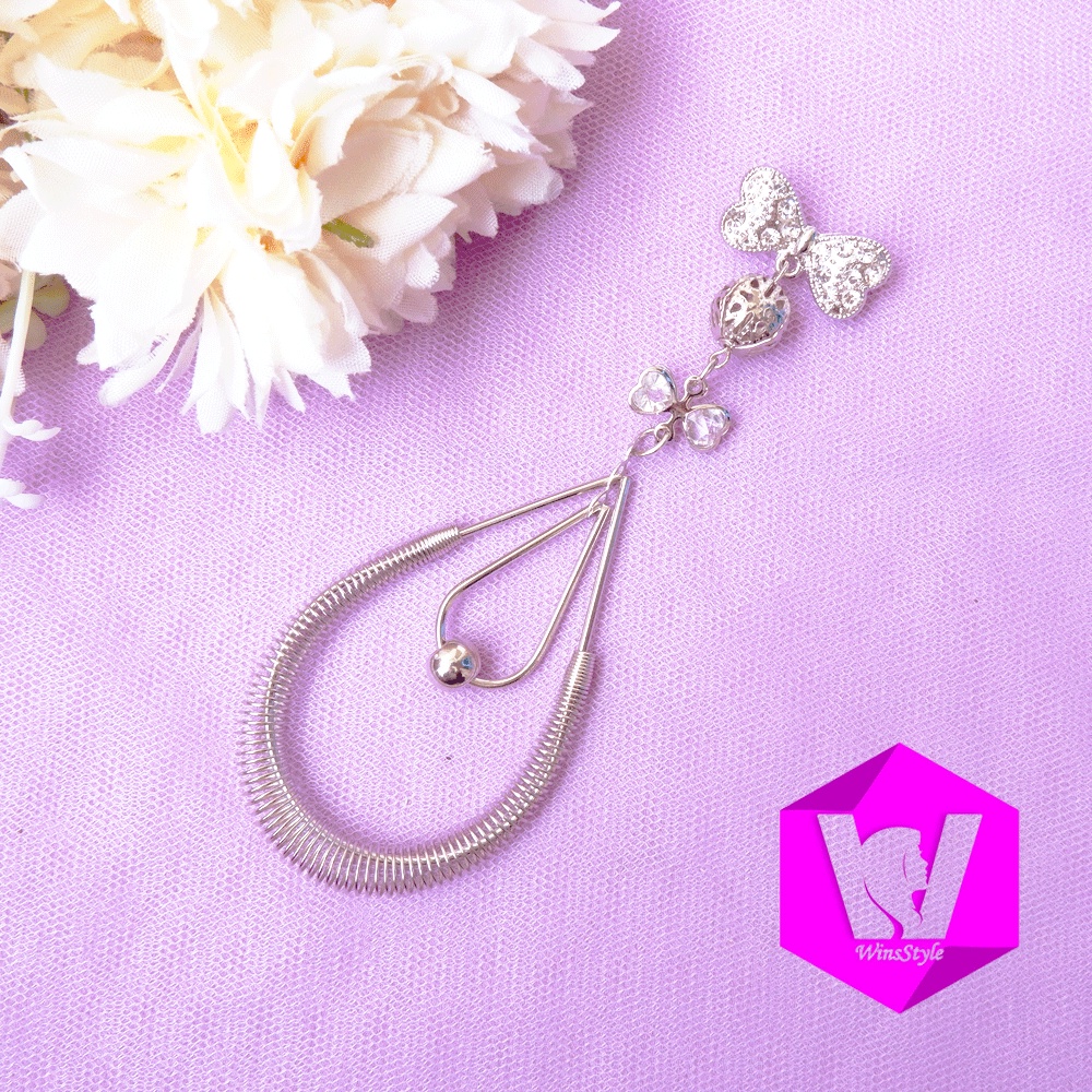 Bros Juntai Bross Anting Hijab Elips Silver Winsstyle Peniti Jilbab WB081