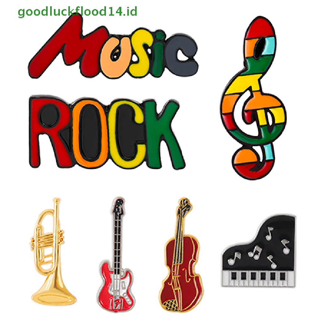 [GOOGFOUR] Musik Rock Enamel Pin Lencana Musik Perhiasan Note Lapel Pakaian Ransel Custom Hujan Bros Kartun Anak Hadiah Teman Aksesoris [TOP]