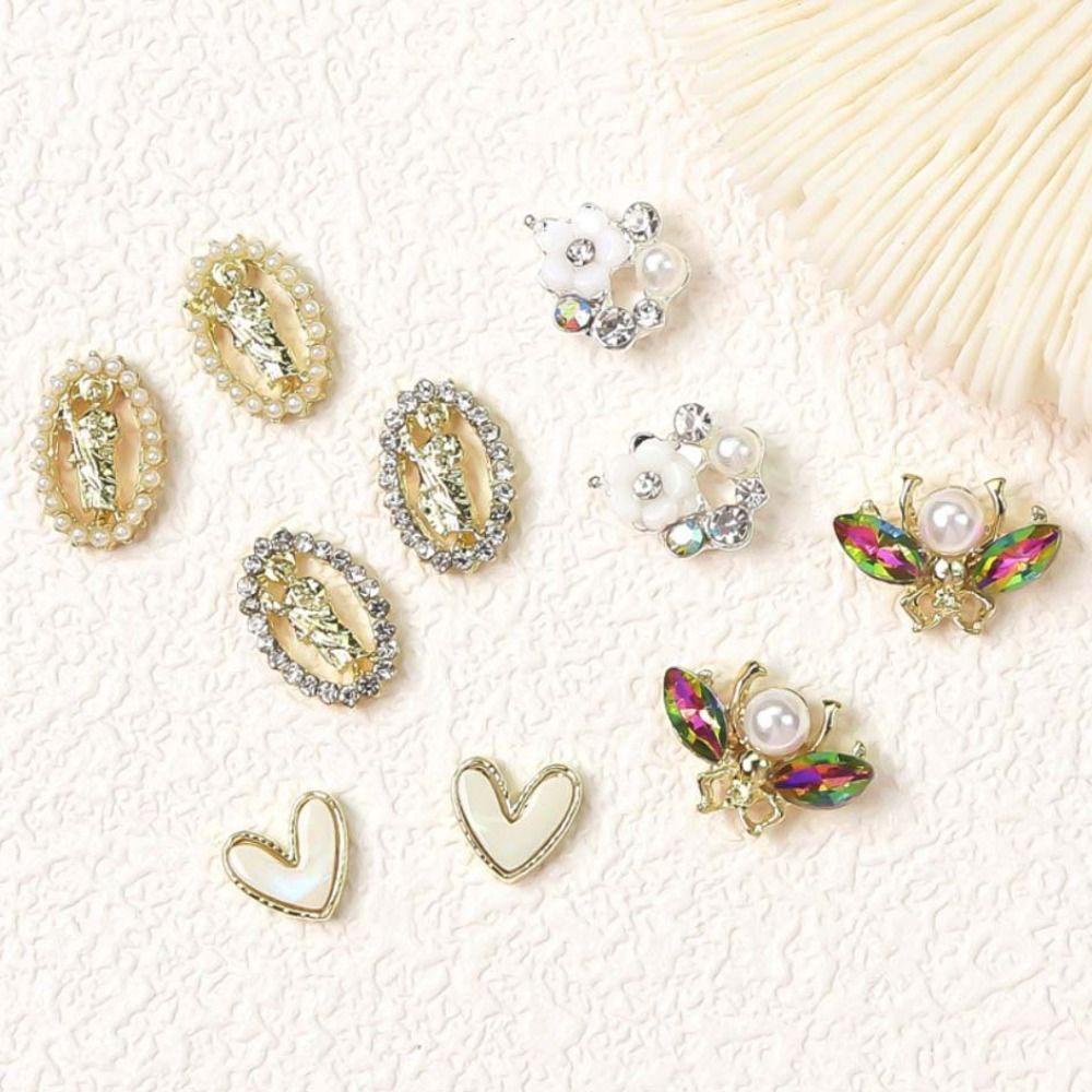 Agustina Kuku Berlian Imitasi Fashion Korea Pesona Kuku Tetesan Air Bor Manikur Aksesoris Bunga 3D Nail Art Drills
