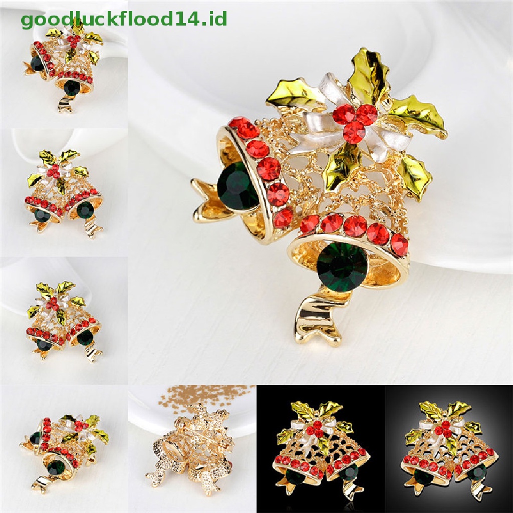 [GOOGFOUR] Baru Kristal Bros Pin Buket Pernikahan Lady Lonceng Snowman Pohon Hadiah Natal [TOP]