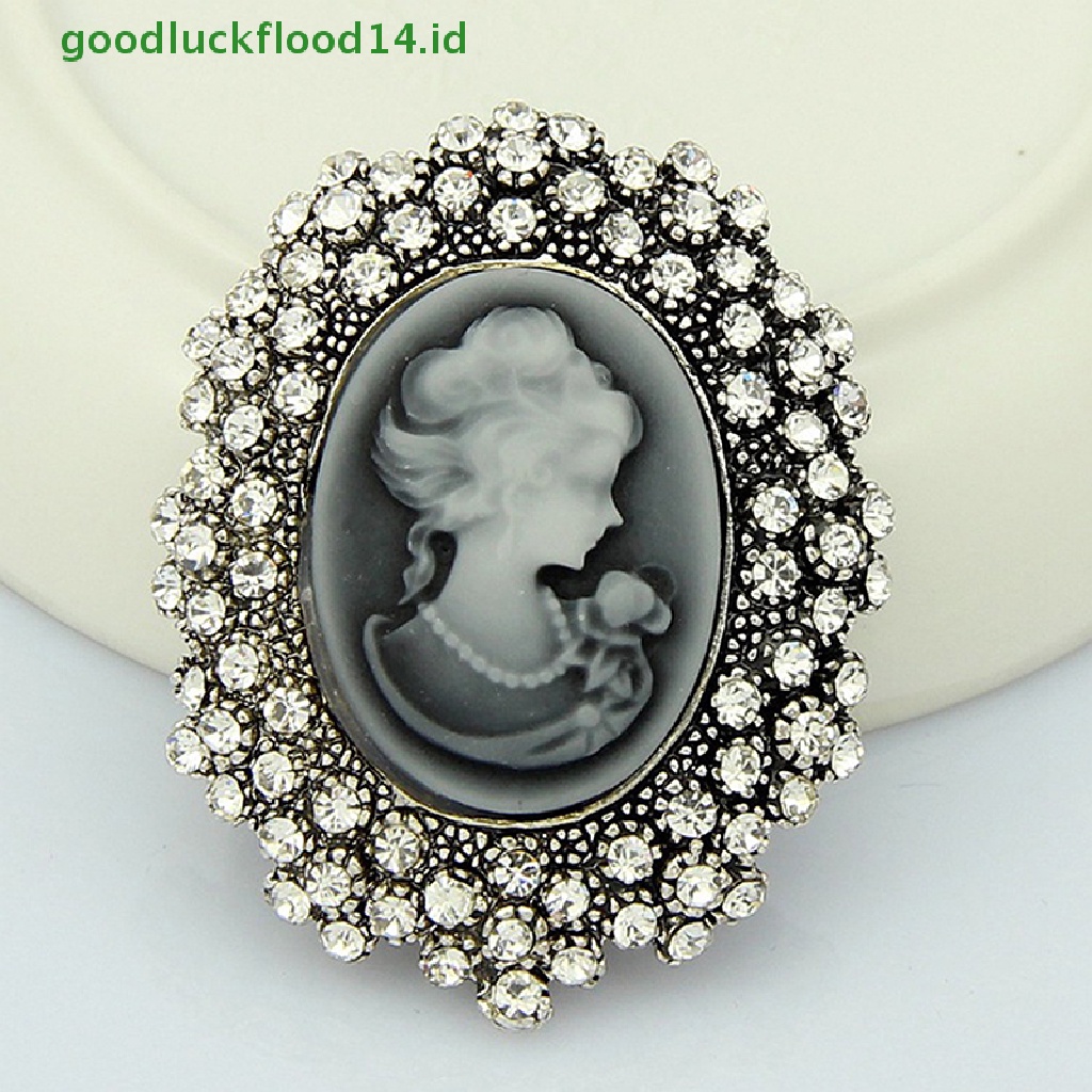 [GOOGFOUR] 1pc Vintage Cameo Victoria Gaya Kristal Pesta Pernikahan Wanita Liontin Bros Pin [TOP]