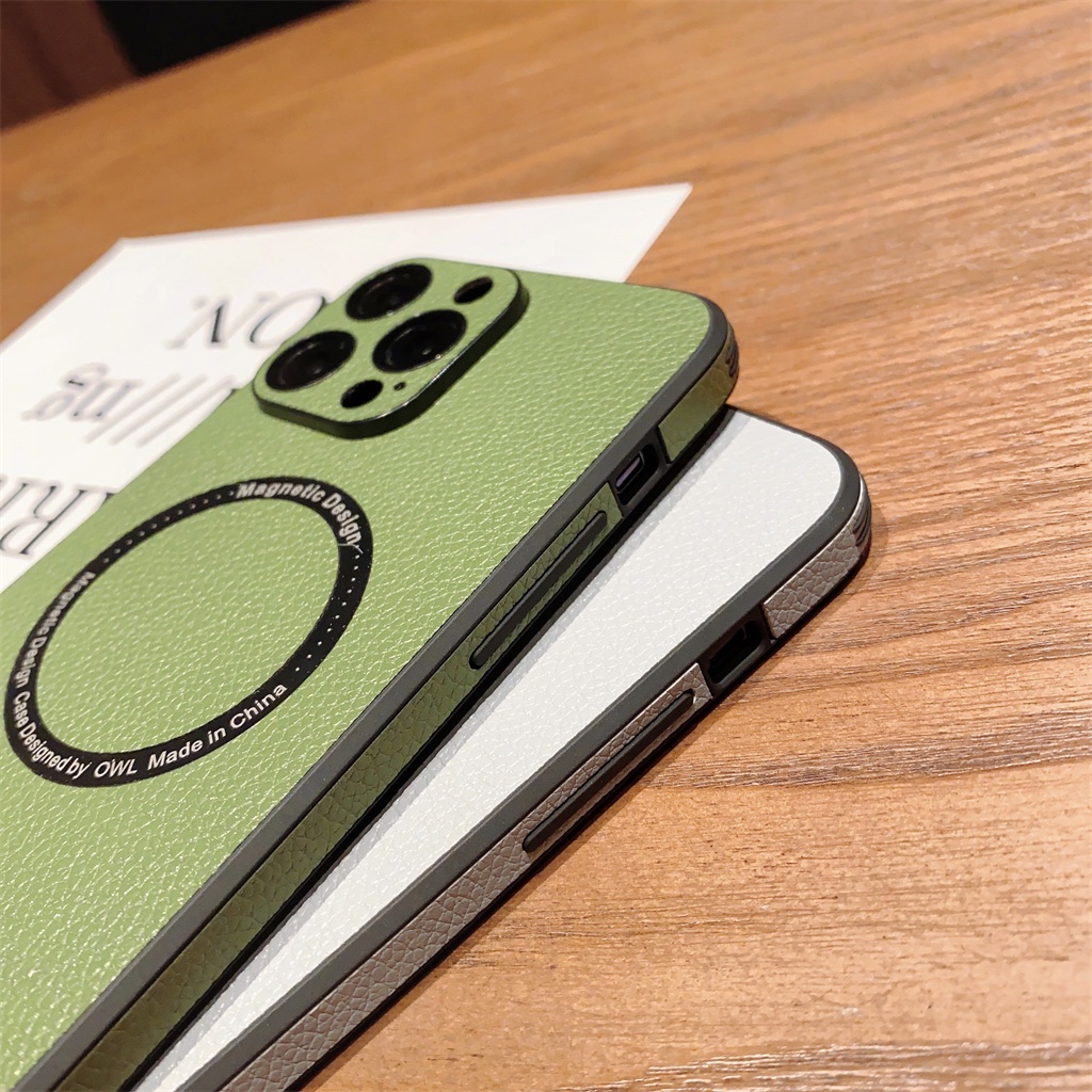 Luxury leather magnetic Case iPhone 14 Pro Max Plus Case iPhone 13 12 Pro Max Kamera Canggih Perlindungan Lensa Shock Protection Case Tertutup Penuh