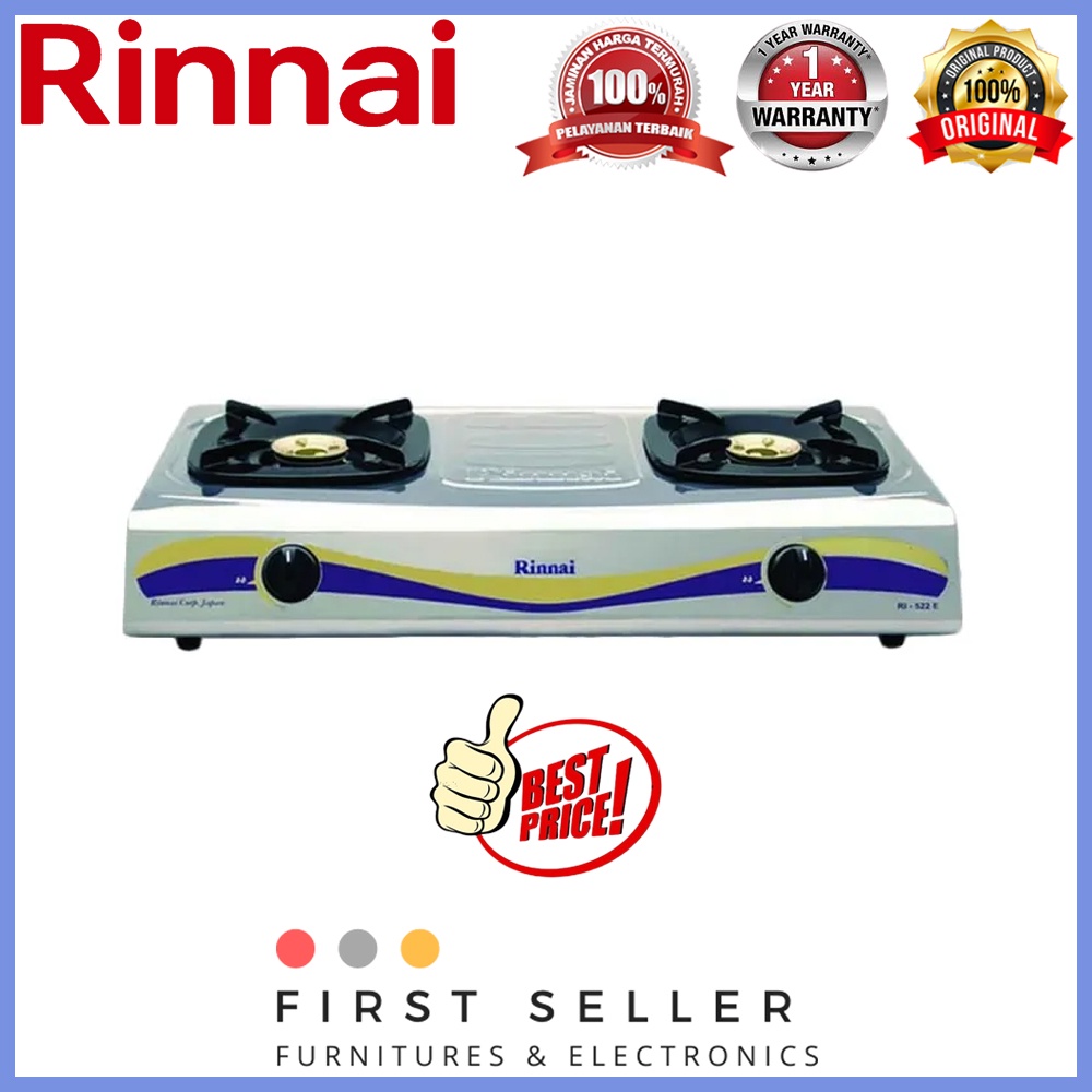 RINNAI KOMPOR RI 522E / RI-522E (2 TUNGKU) GARANSI RESMI