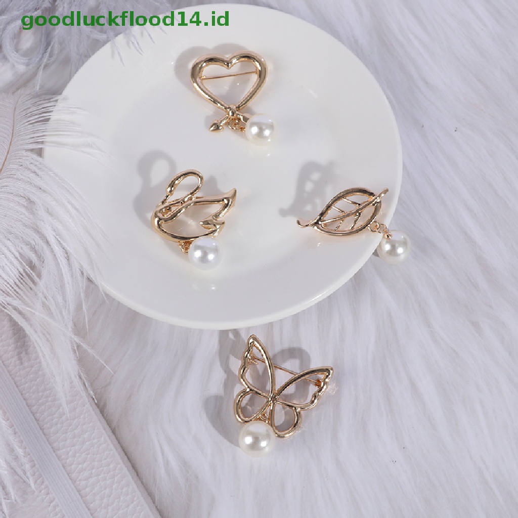 [GOOGFOUR] Fashion Mutiara Lucu Bros pin Pesona Sweater Cardigan Klip Rantai Bros Perhiasan [TOP]