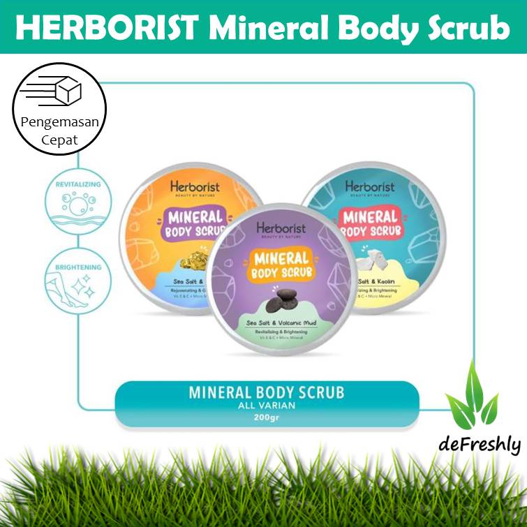 ❤ defreshly ❤ Herborist Mineral Body Scrub 200gr - Sea Salt &amp; Kaolin - Sea Salt &amp; Volcanic Mud - Sea Salt &amp; Gold