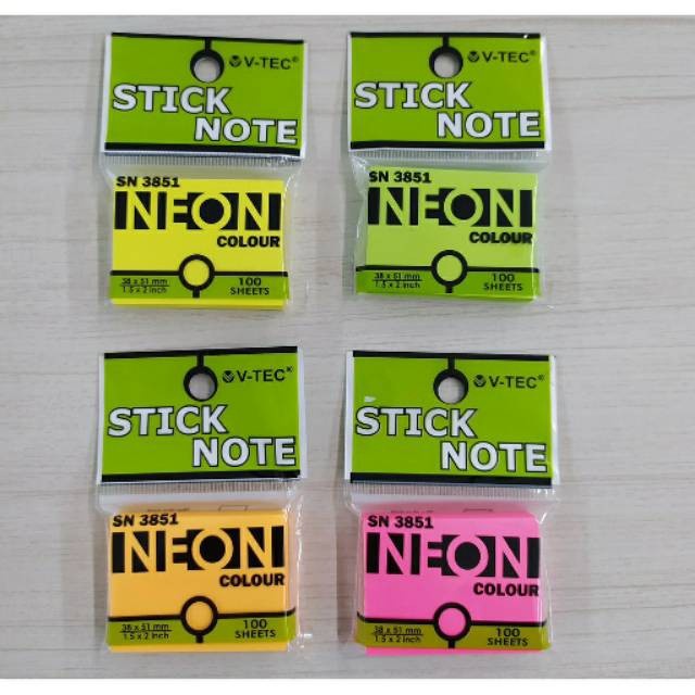 

V-TEC Sticky Notes SN 3851-1CLR