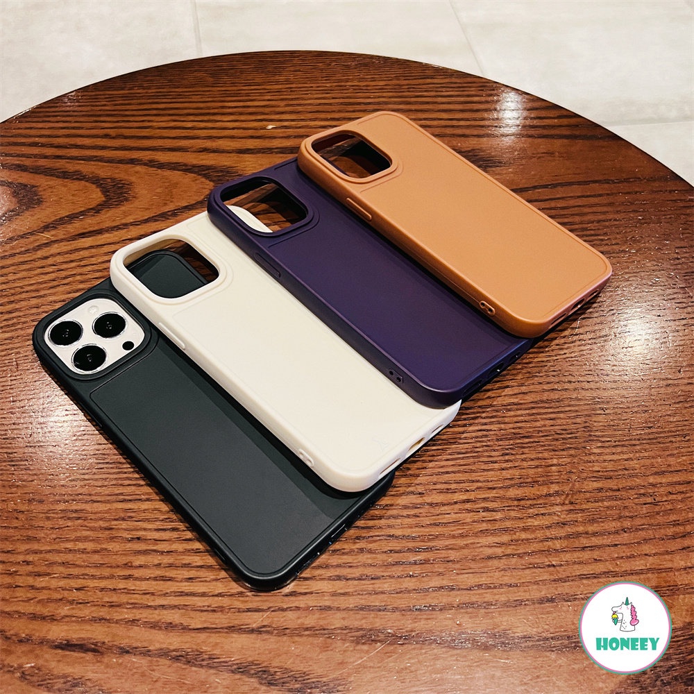 IPHONE Casing Ponsel Warna Warni Hitam Simple Matte Mewah Untuk Iphone14 13 12 11 Pro Max14 Pro Max Creamy Shimmer Shockproof Soft TPU Cover