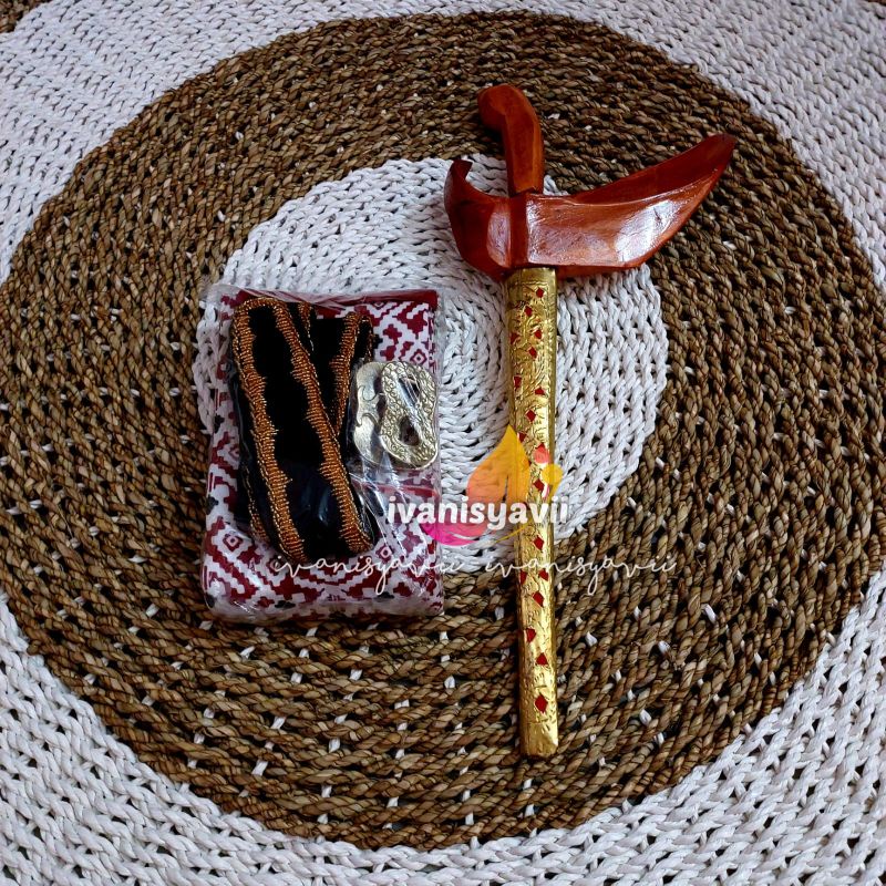 Set Ikat Pinggang / Sabuk + Keris | Adat Jogja / Aksesoris Baju Adat Jawa