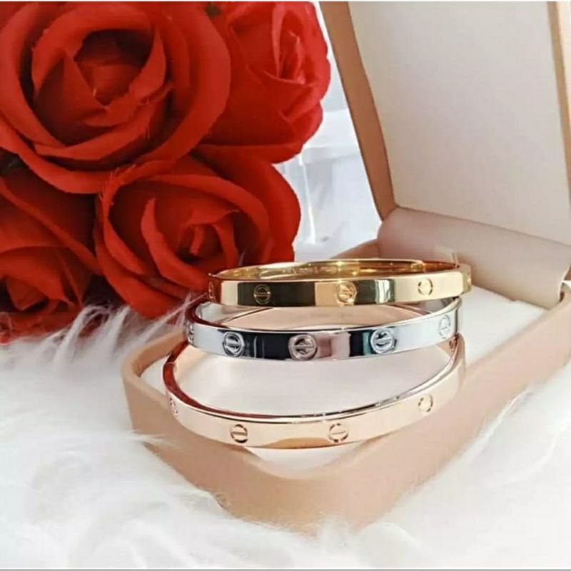 Gelang Tangan Bangle Titanium Anti Karat&amp;Alergi ada cap GBT-04