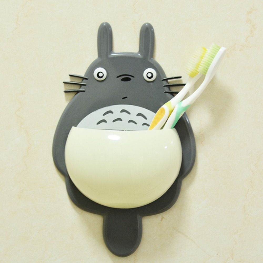 [Elegan] Tempat Sikat Gigi Lucu Hias Kartun Totoro Sucker No Punching Rak Penyimpanan Sikat Gigi Tempel Dinding
