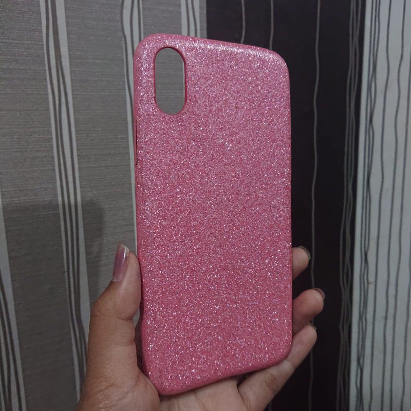 Hardcase iphone X gliter pink