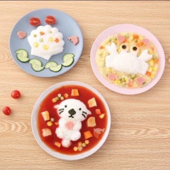 4 pcs Cetakan Besar Set Nasi Bento Bentuk ANIMAL LAUT KEPITING KERANG