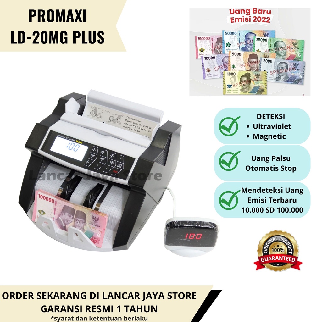 Money Counter Promaxi LD-20MG PLUS Penghitung Uang Promaxi LD20MG PLUS
