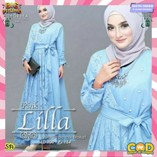 Baju Muslim Elegan Jumbo Mewah Model Terbaru Dress Pesta Kondangan Games Casual Perempuan Gamis Leba