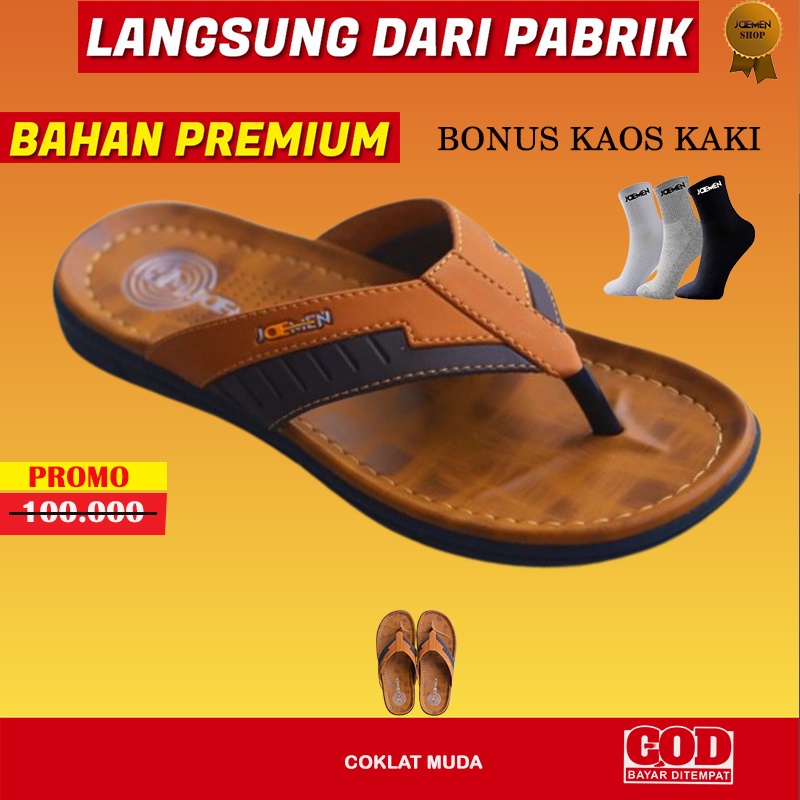 Sandal Sendal Senda Kulit Pria Jepit Distro Branded Fashion Formal ayah Remaja Kekinian Ringan Dan E