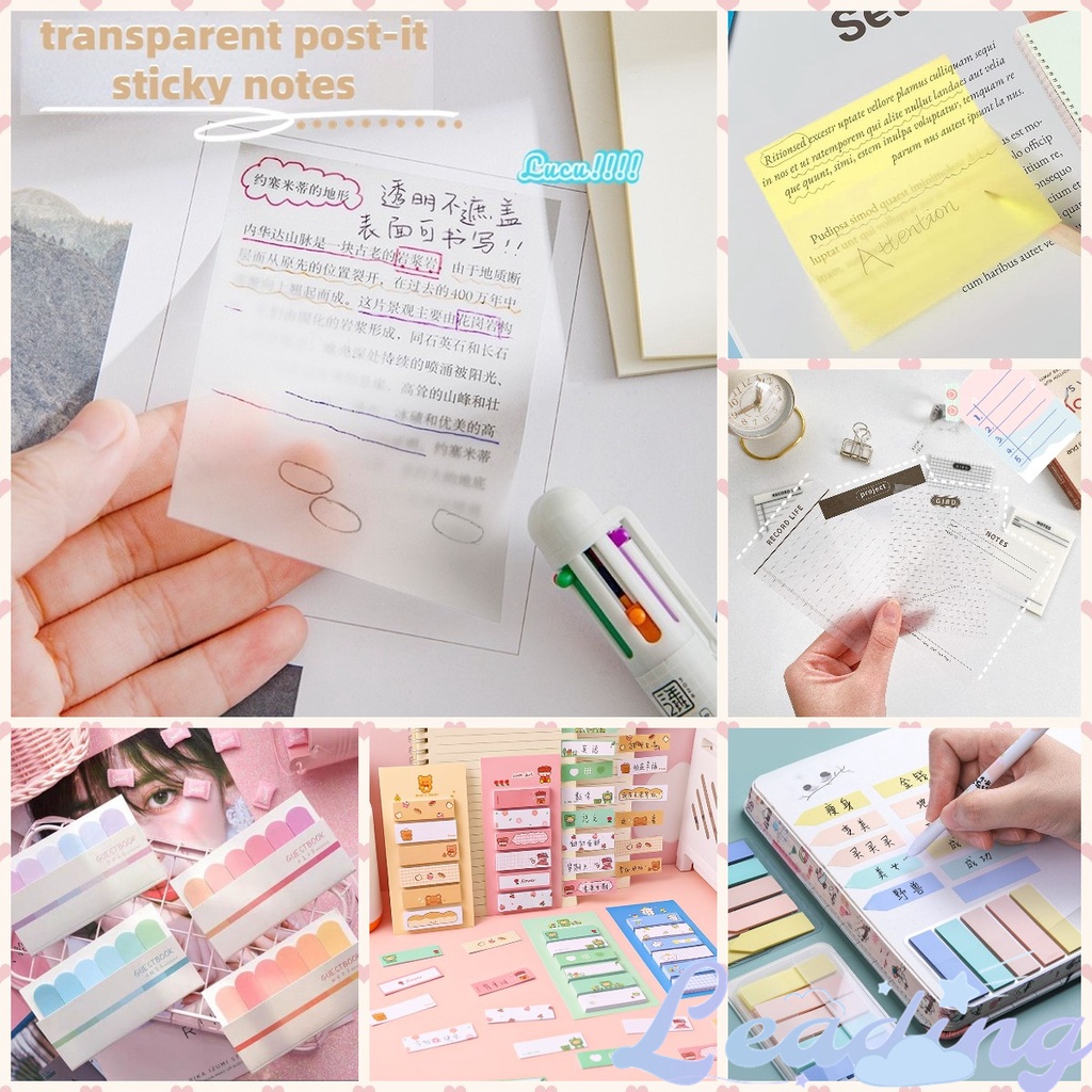 

Sticky Notes Transparan Transparant Stiker Kertas Note Kertas Transparan Alat Sekolah Alat Tulis -Le