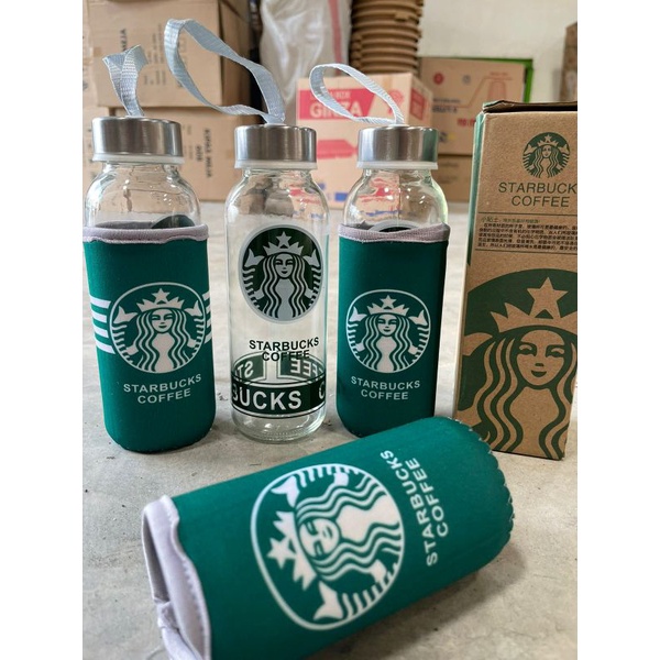 KD 1 Botol Minun Tumbler Starbuck 300ml / Botol Minum Kaca / Tumbler Botol Mini Starbuck / Botol Air Minum Starbuck / Botol Kaca Pouch / Tumbler Starbuck