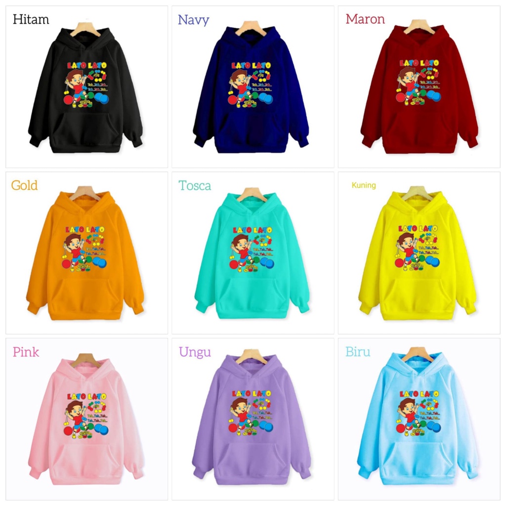 Hzl_outfit Sweater Hoodie Anak Lato Lato Tek Tek Tek Viral (COD)