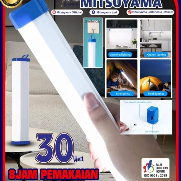 Lampu T5 Emergency LED USB 30 Watt 3 Mode Mitsuyama MS-E7630 Magnet