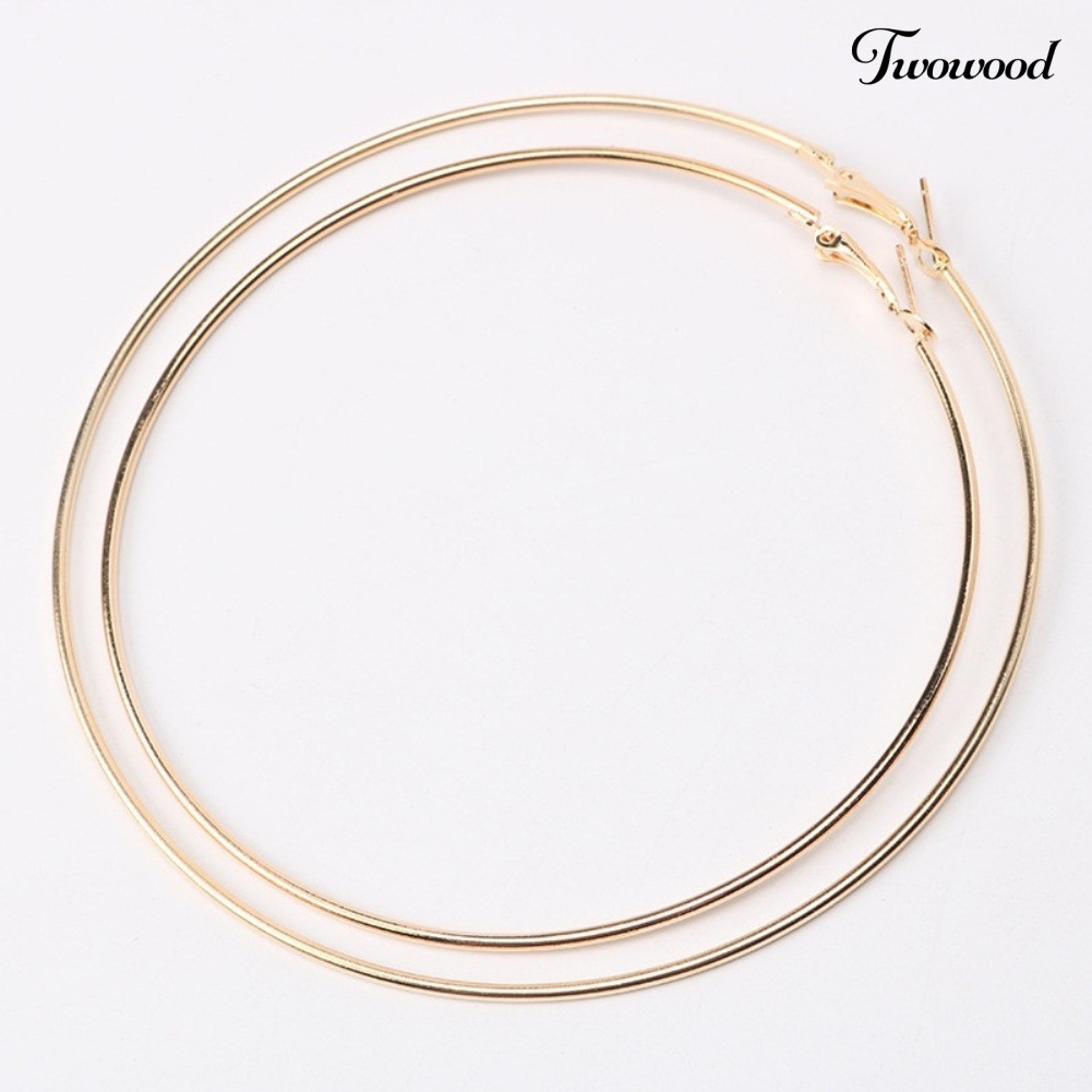 Twowood Simple Wanita Berongga Lingkaran Besar Hoop Earrings Pesta Pernyataan Perhiasan Hadiah Teman