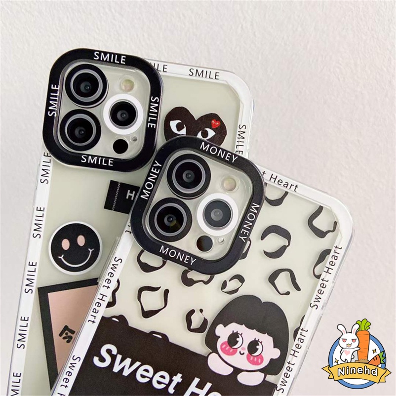 Soft Case Tpu Transparan Motif Panda Compatible for Iphone 14 13 12 11 Pro Max X Xr Xs Max 7 8 Plus Se 2020 Cute Cartoon Panda Angel eye lens protection Transparent Non-slip Mobile Phone Case Protective Cover Casing