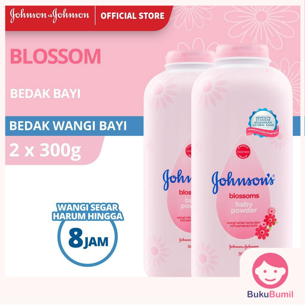 JOHNSON'S Blossoms Baby Powder - Bedak Bayi 300gr - Isi 2 Perlengkapan Bayi